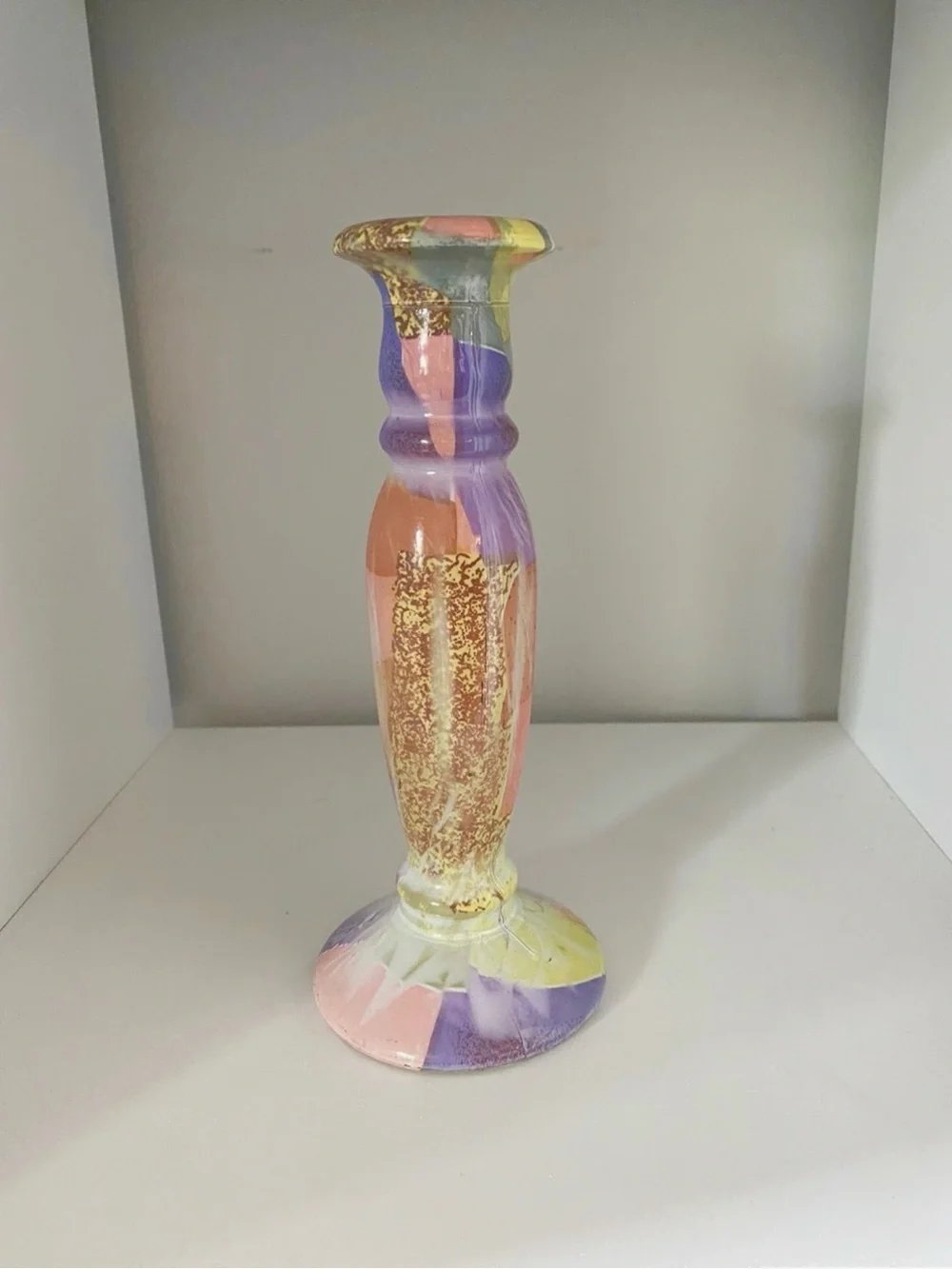 Patchwork Candlestick Holder Boho Hippie Colorful Home Decor Eclectic Maximalist